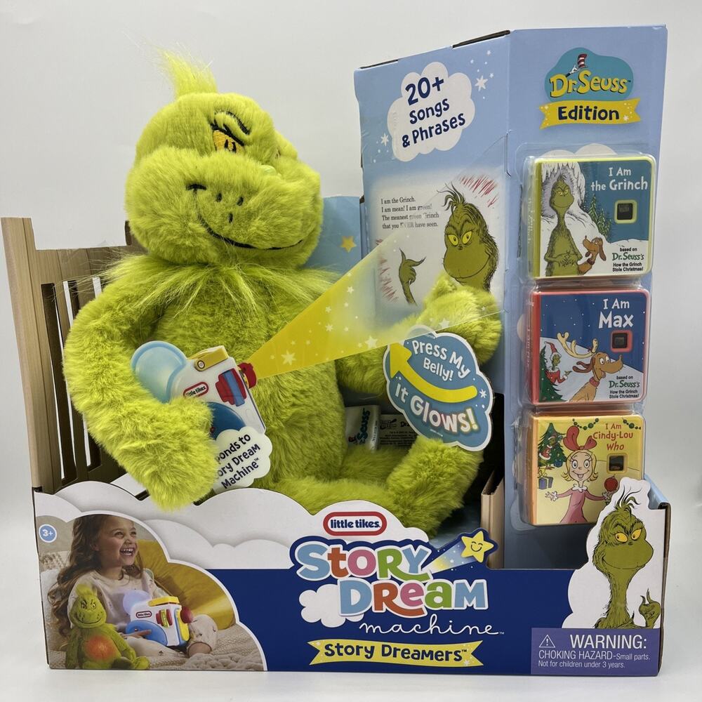Little Tikes Story Dreamers The Grinch Plush & 3 Storytime Audio Books NEW